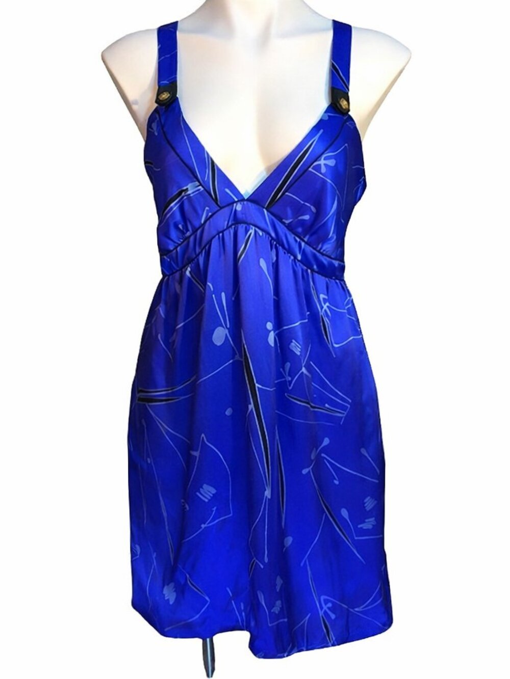 Yumi Kim Silk Mini Dress Blue Racerback Pockets S